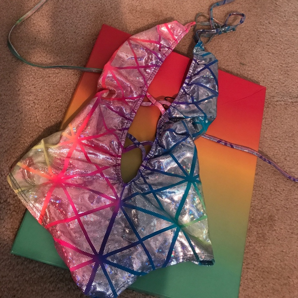 Little black diamond holographic bodysuit